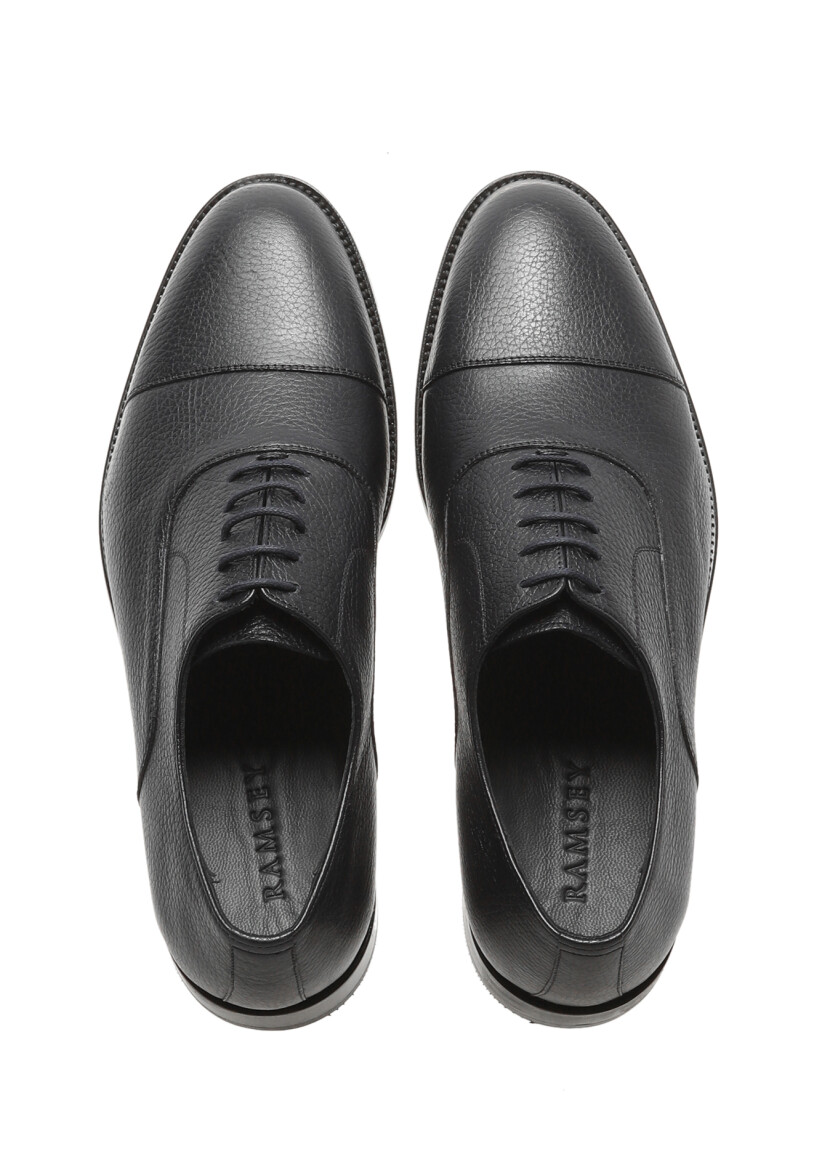 Navy Blue Leather Classical Shoes - 5