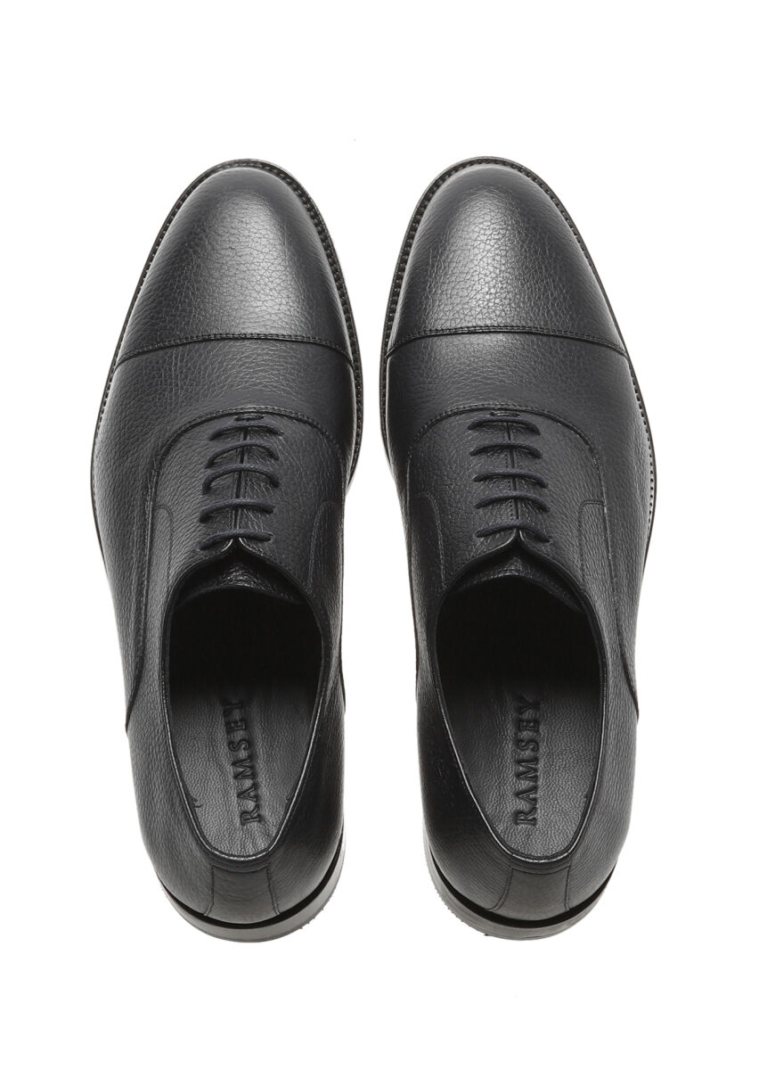 Navy Blue Leather Classical Shoes - 5
