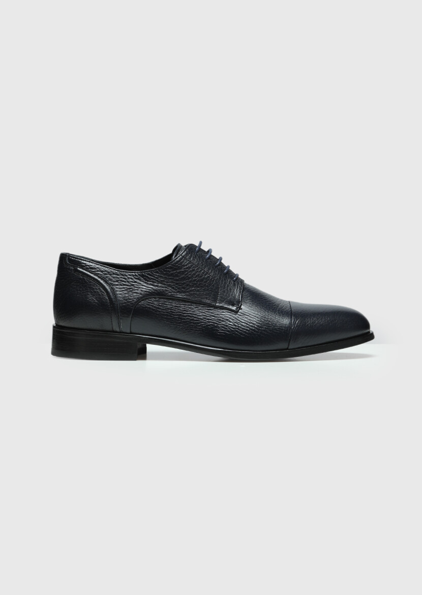 Navy Blue Leather Classical Shoes - RAMSEY