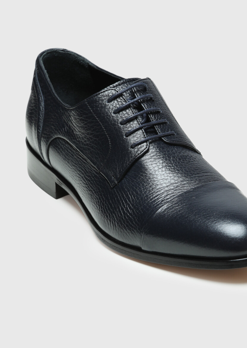 Navy Blue Leather Classical Shoes - RAMSEY