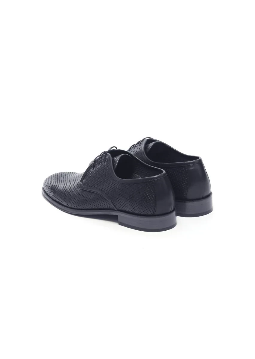 Navy Blue Leather Classical Shoes - 4