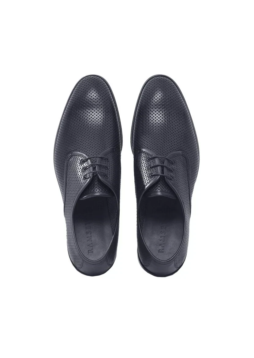 Navy Blue Leather Classical Shoes - 6