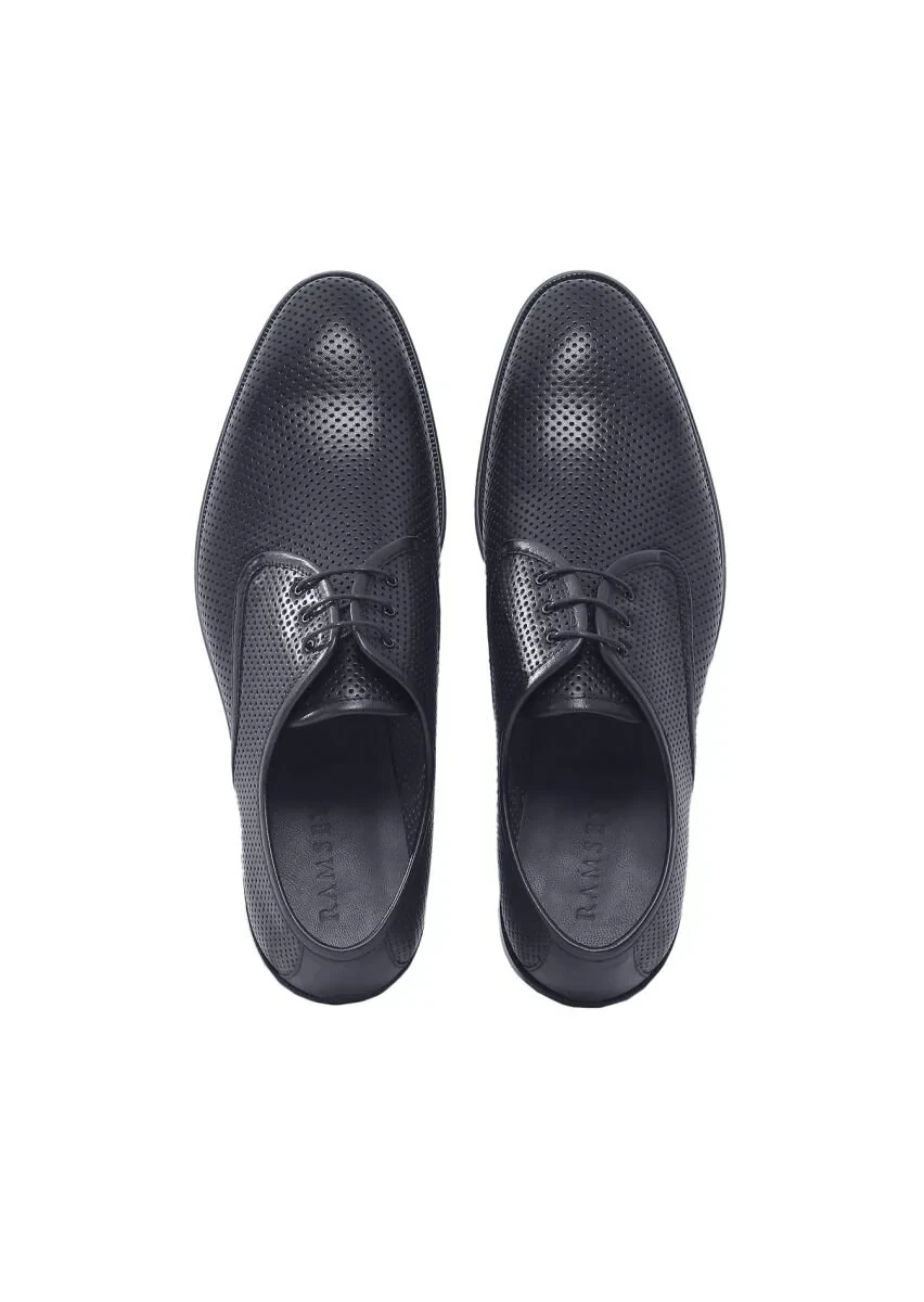 Navy Blue Leather Classical Shoes - 6