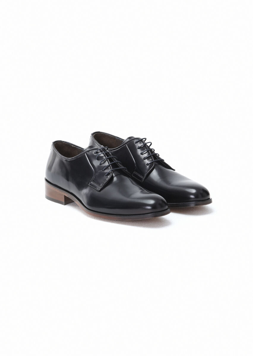 Navy Blue Leather Classical Shoes - 2