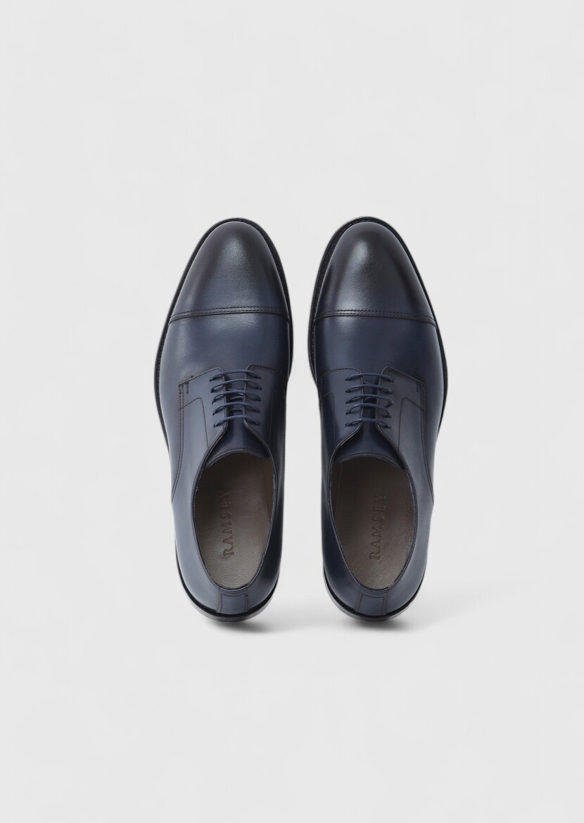 Navy Blue Leather Classical Shoes - 6