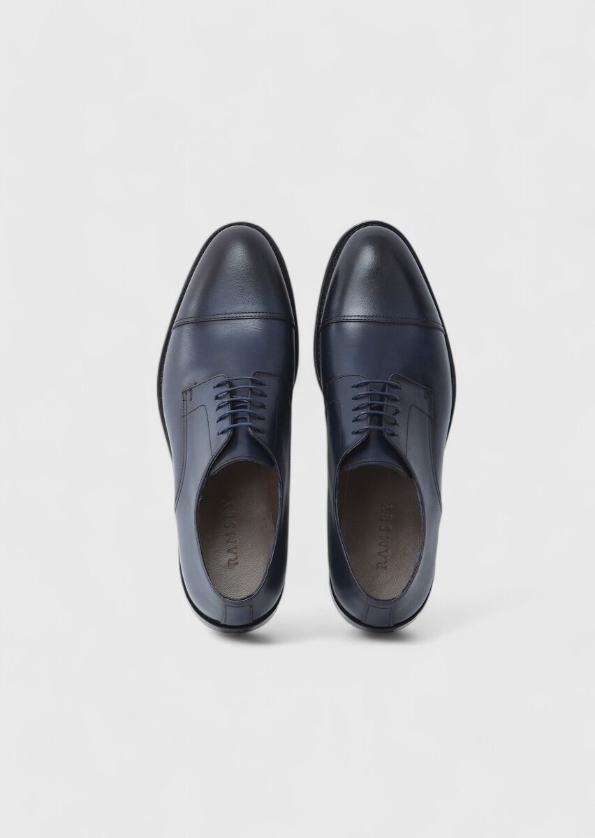 Navy Blue Leather Classical Shoes - 6