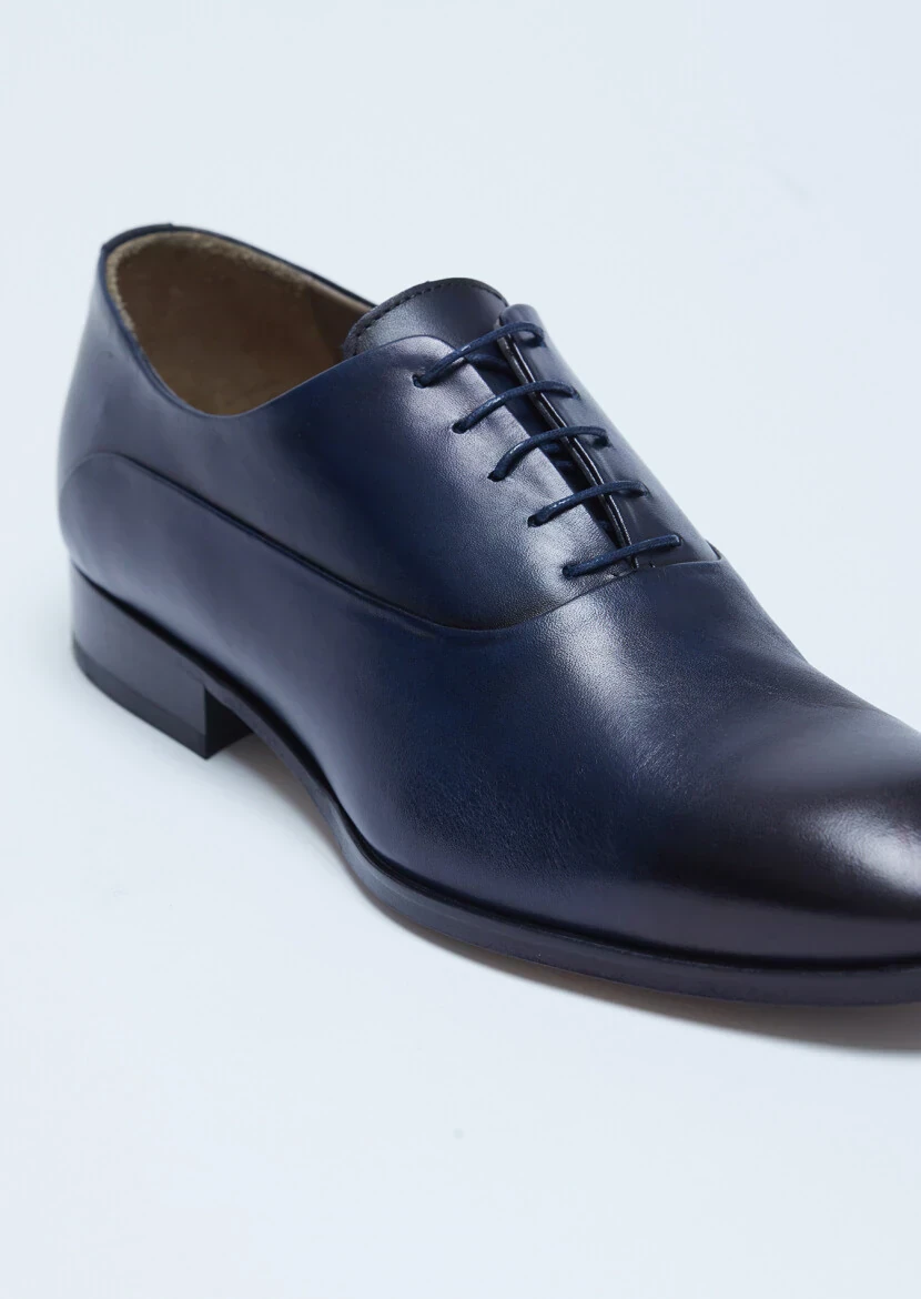 Navy Blue Leather Classical Shoes - 2