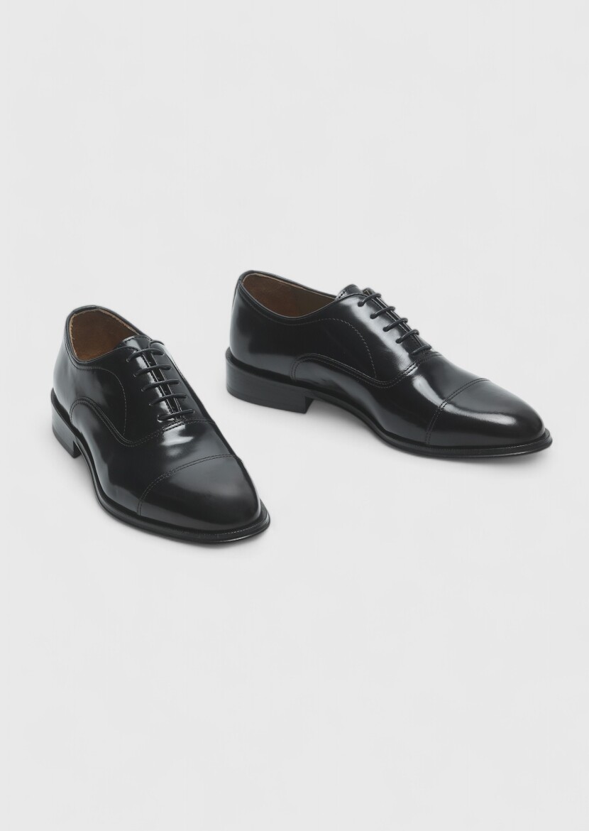 Navy Blue Leather Classical Shoes - 3