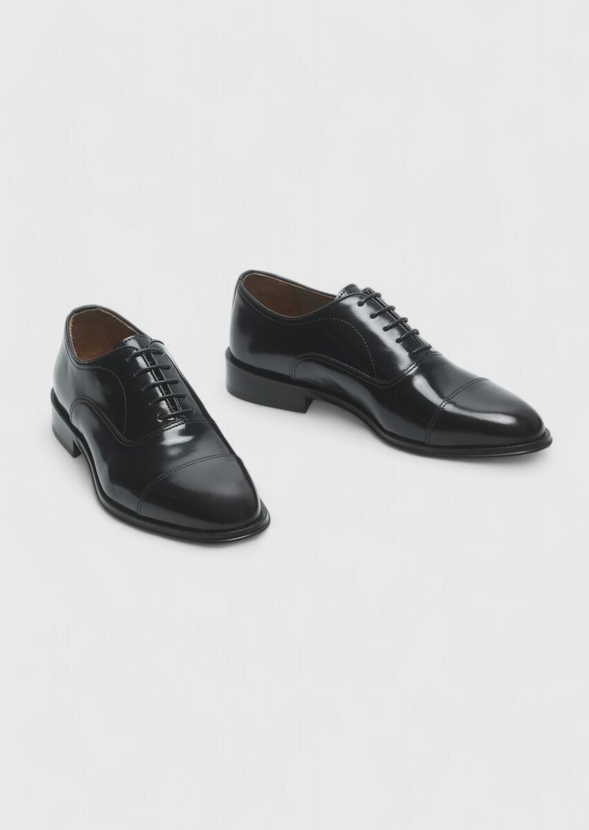Navy Blue Leather Classical Shoes - 3