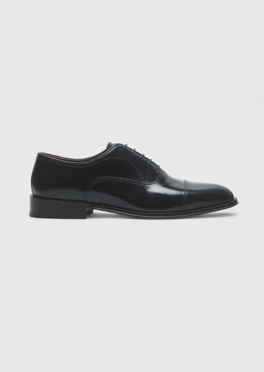 Navy Blue Leather Classical Shoes - 1