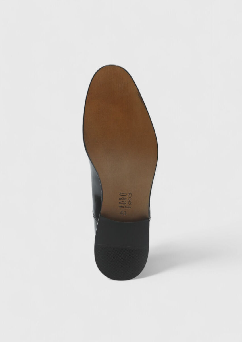 Navy Blue Leather Classical Shoes - 4