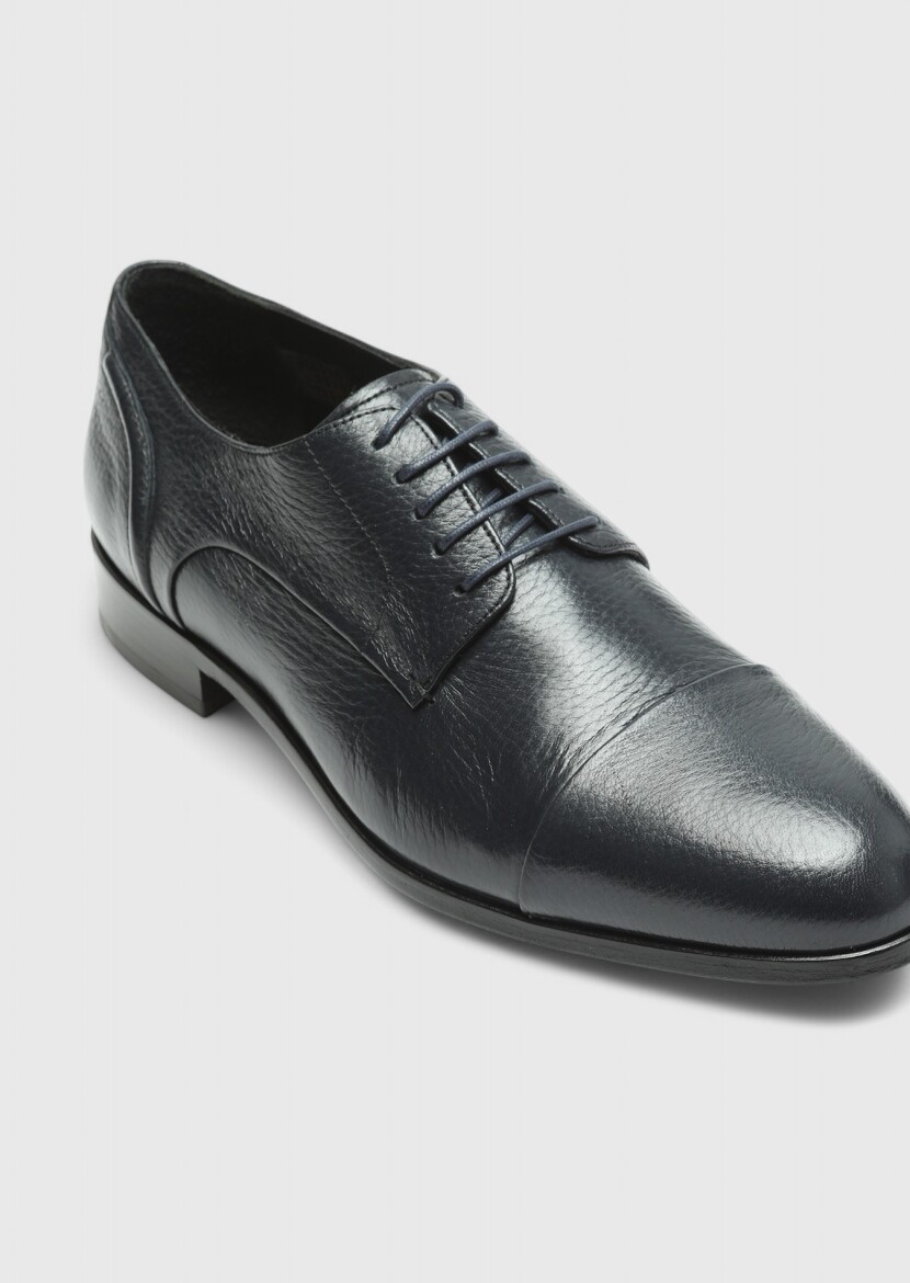 Navy Blue Leather Classical Shoes 