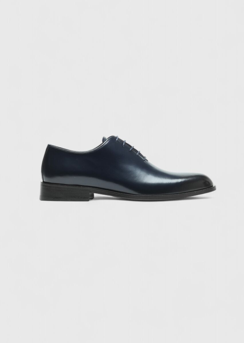 Navy Blue Leather Classical Shoes - 1