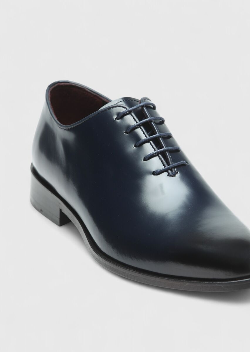 Navy Blue Leather Classical Shoes - 2