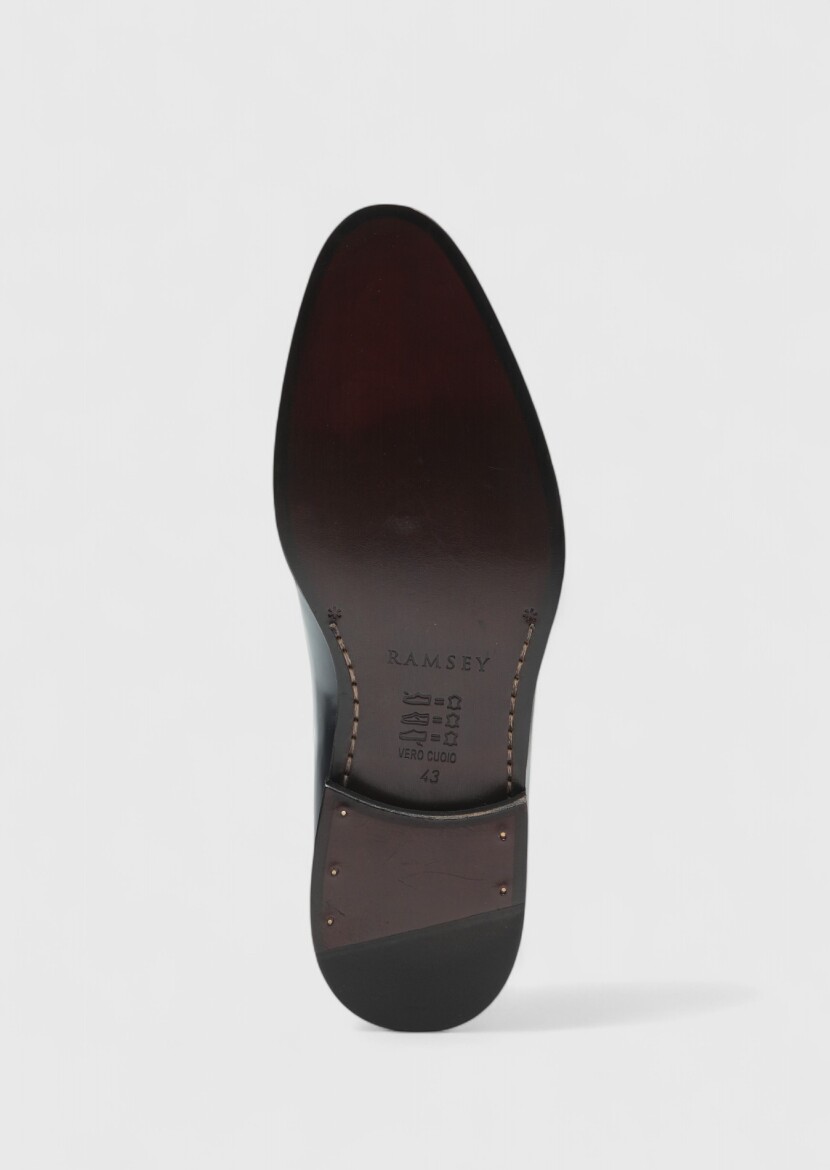 Navy Blue Leather Classical Shoes - 4