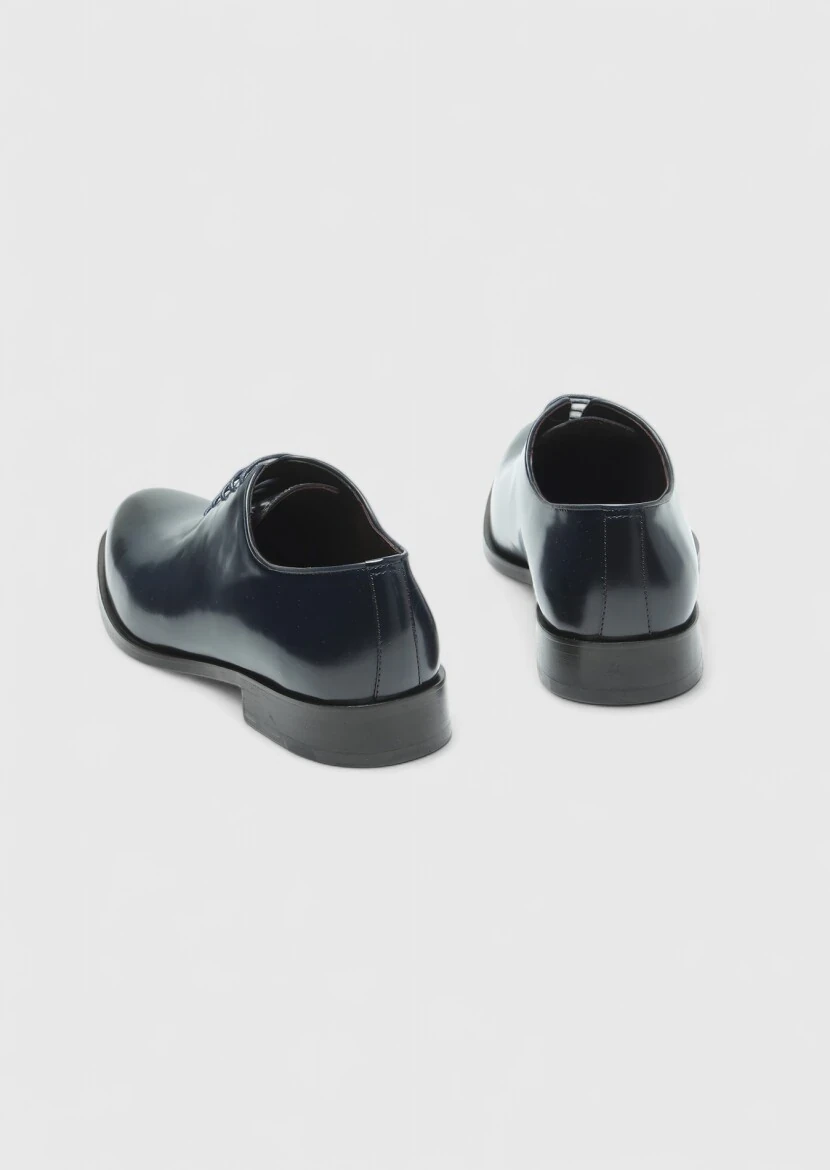 Navy Blue Leather Classical Shoes - 5