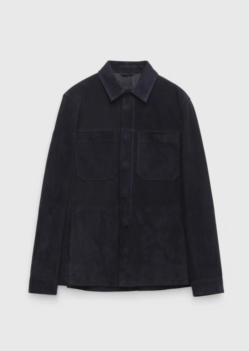 Navy Blue Leather Coat - 6