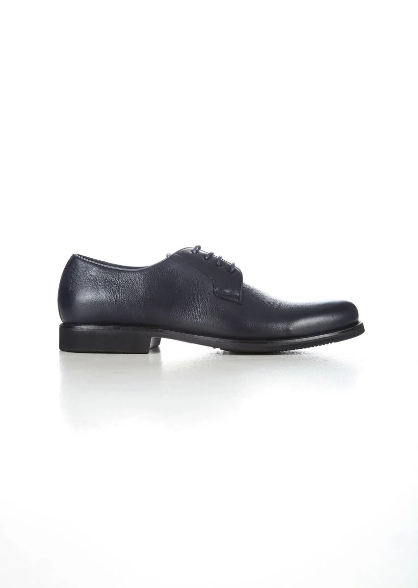 Navy Blue Leather Shoes - 1
