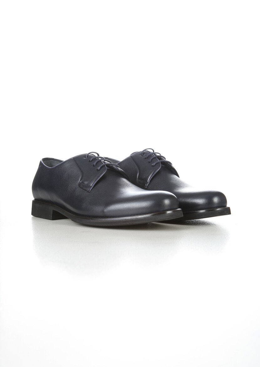 Navy Blue Leather Shoes - 2