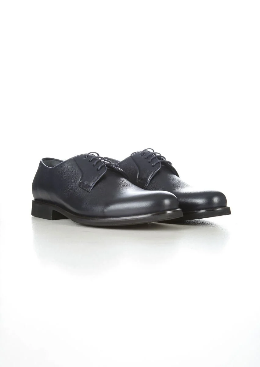 Navy Blue Leather Shoes - 2