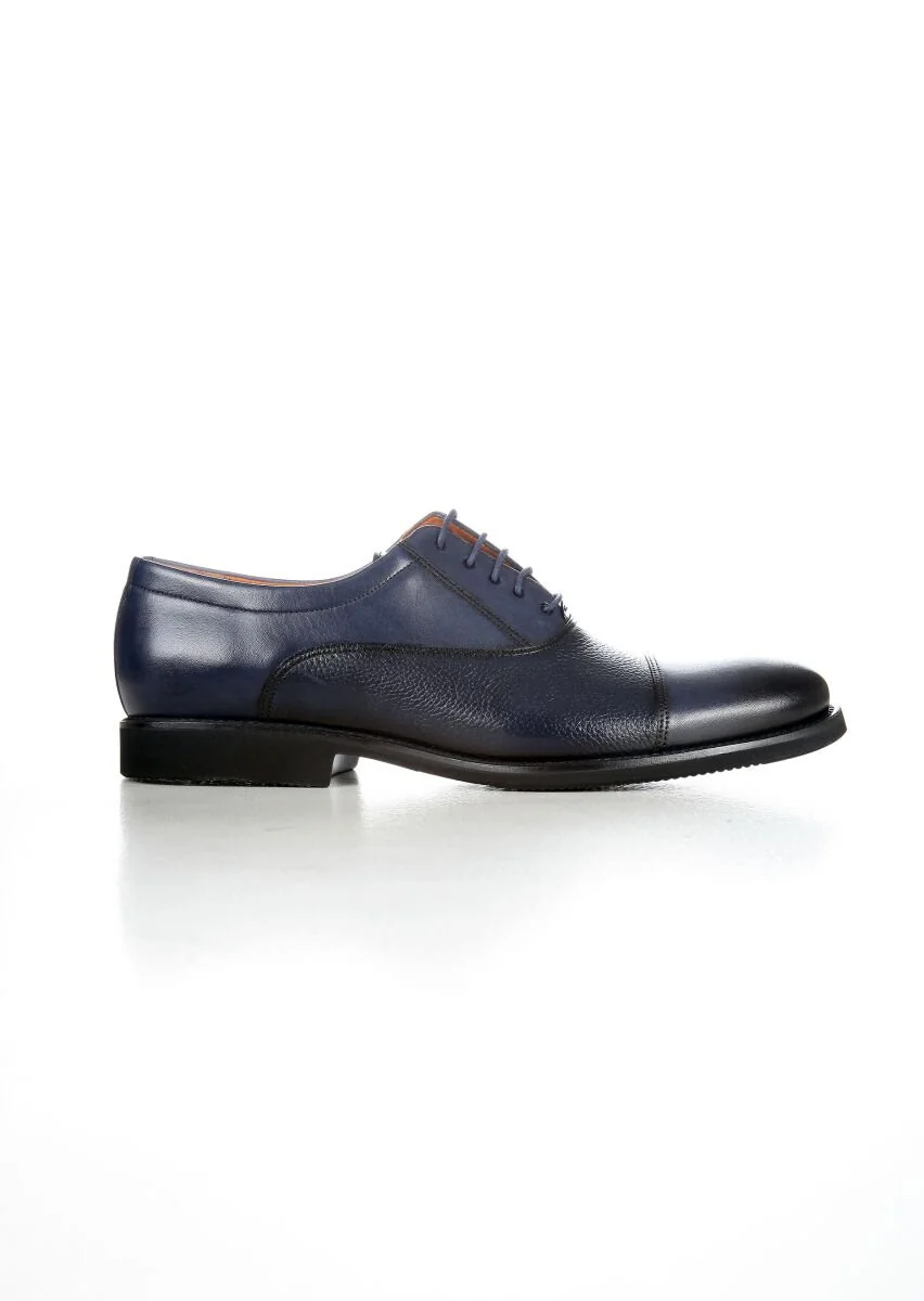 Navy Blue Leather Shoes - 1