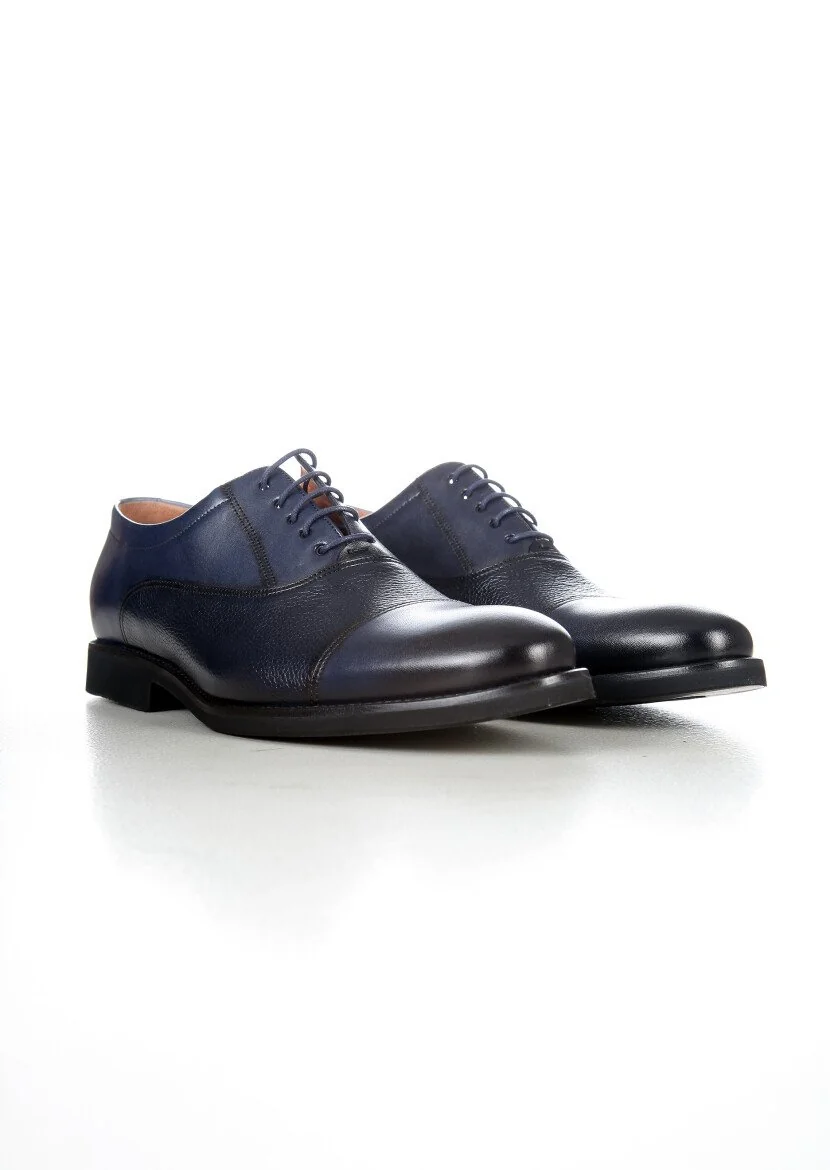 Navy Blue Leather Shoes - 2