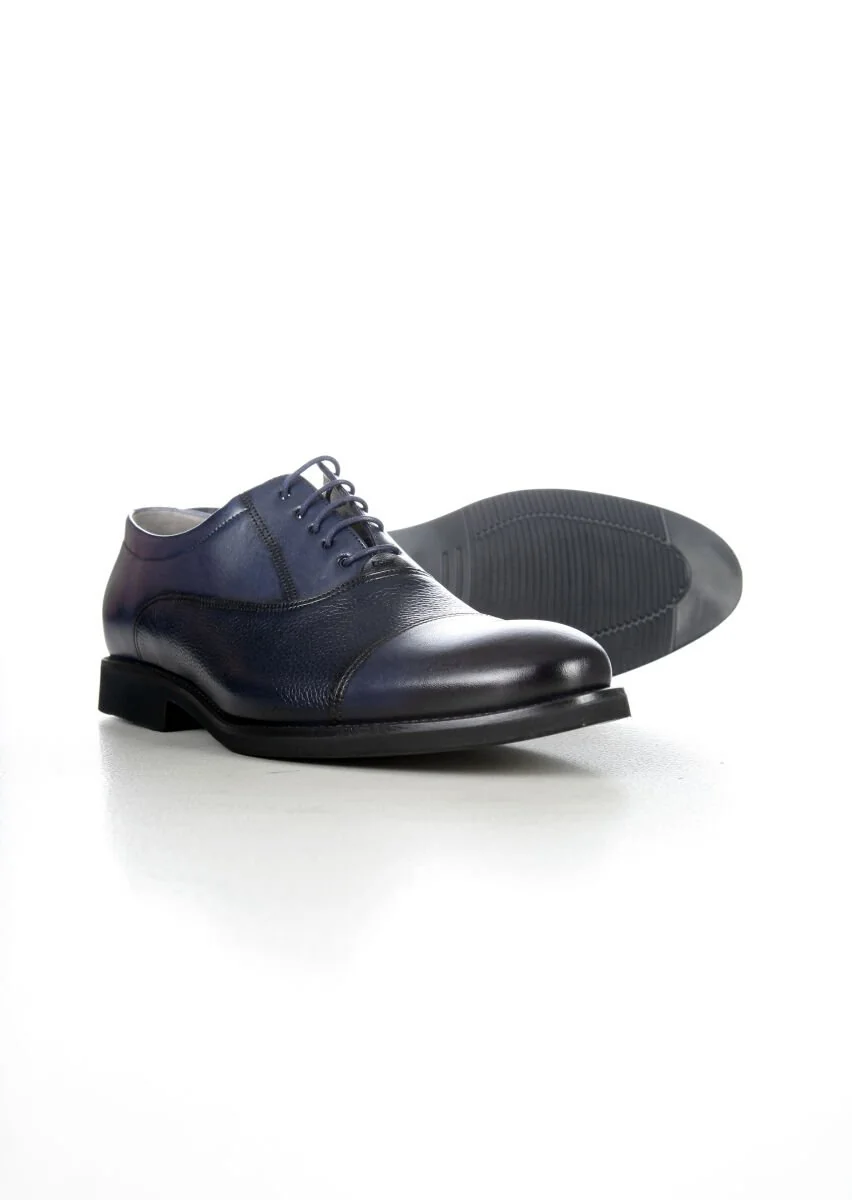 Navy Blue Leather Shoes - 3