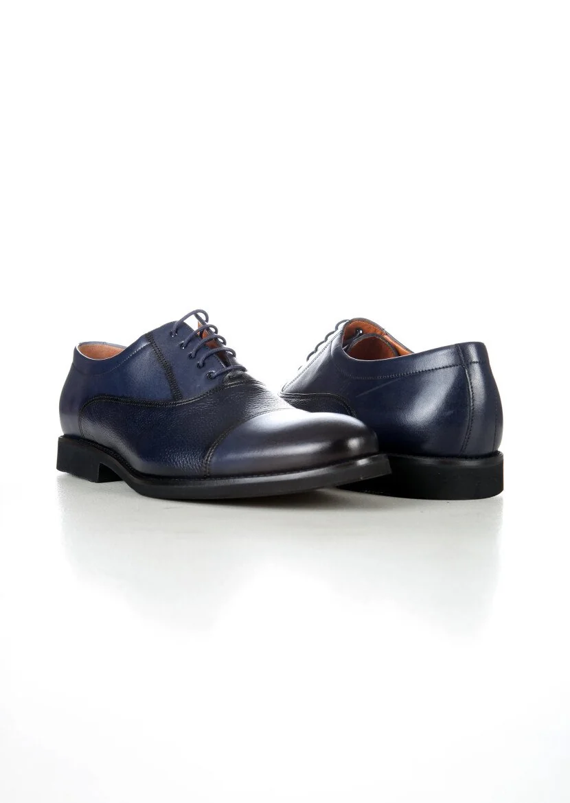 Navy Blue Leather Shoes - 4