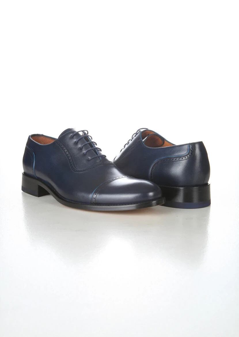 Navy Blue Leather Shoes - 3