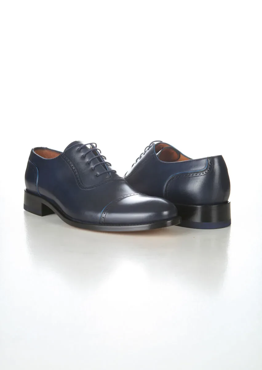 Navy Blue Leather Shoes - 3