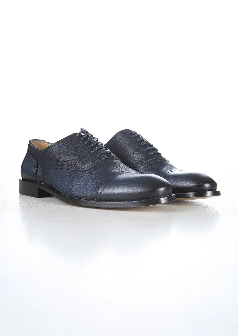 Navy Blue Leather Shoes - 2