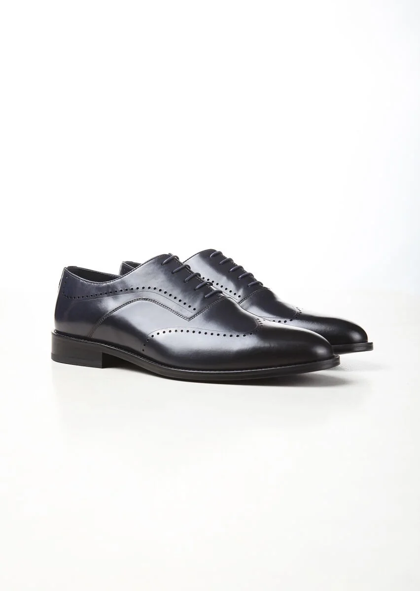Navy Blue Leather Shoes - 2