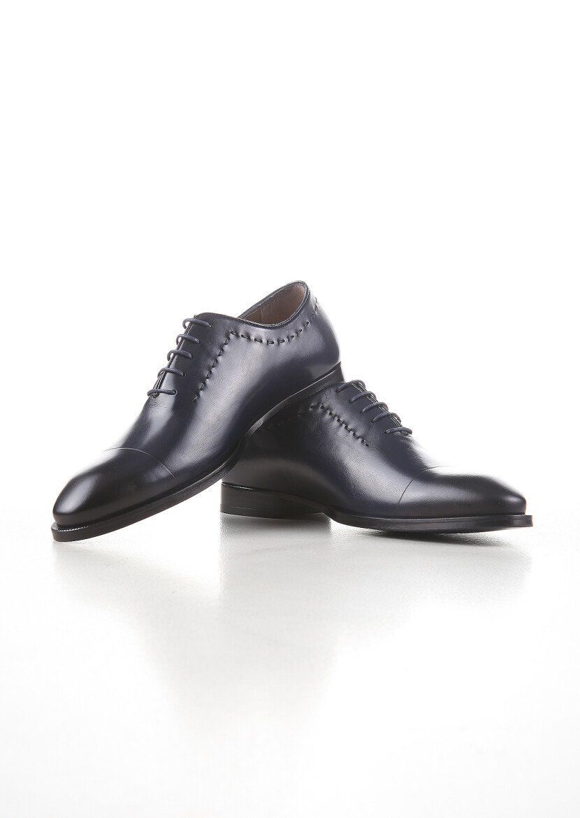 Navy Blue Leather Shoes 