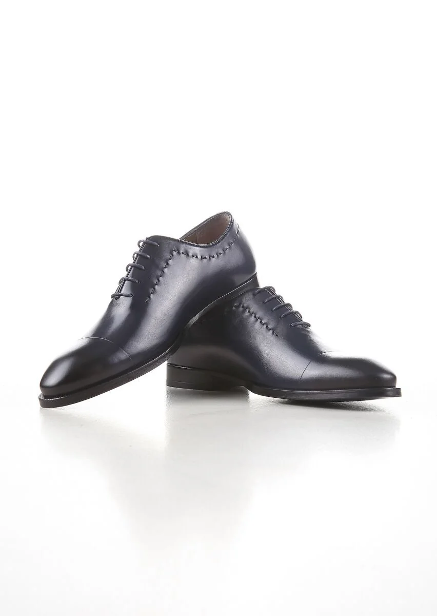 Navy Blue Leather Shoes - 2