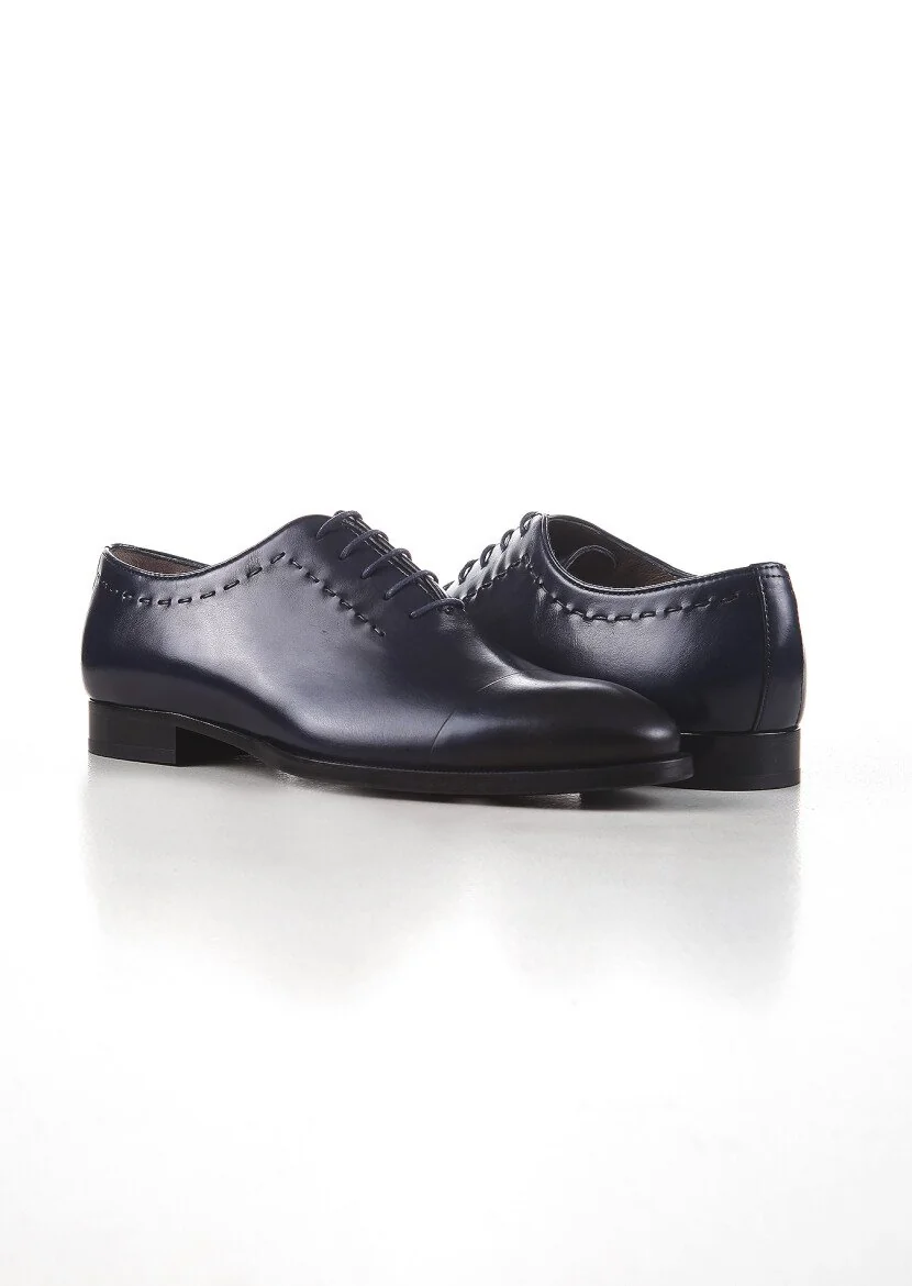Navy Blue Leather Shoes - 3