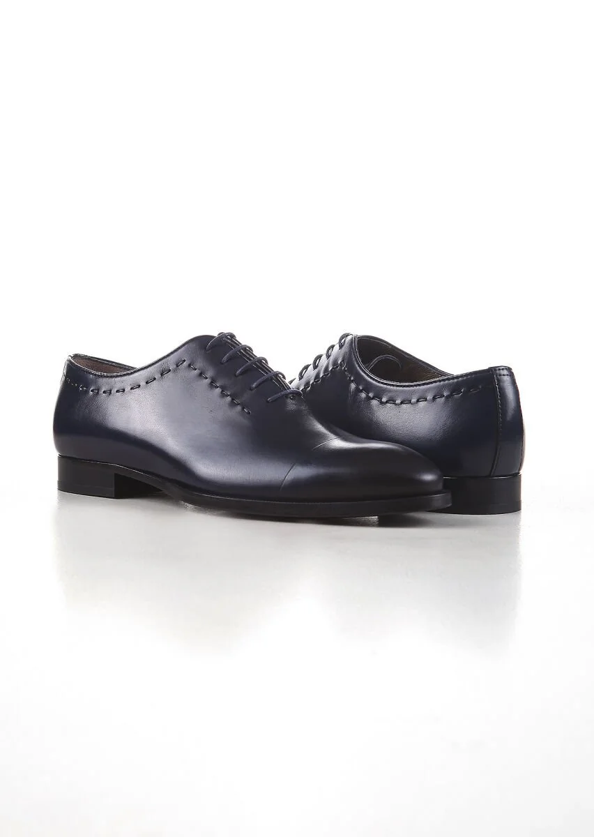 Navy Blue Leather Shoes - 3