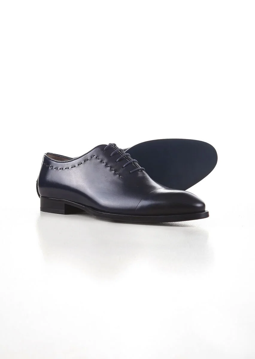 Navy Blue Leather Shoes - 4