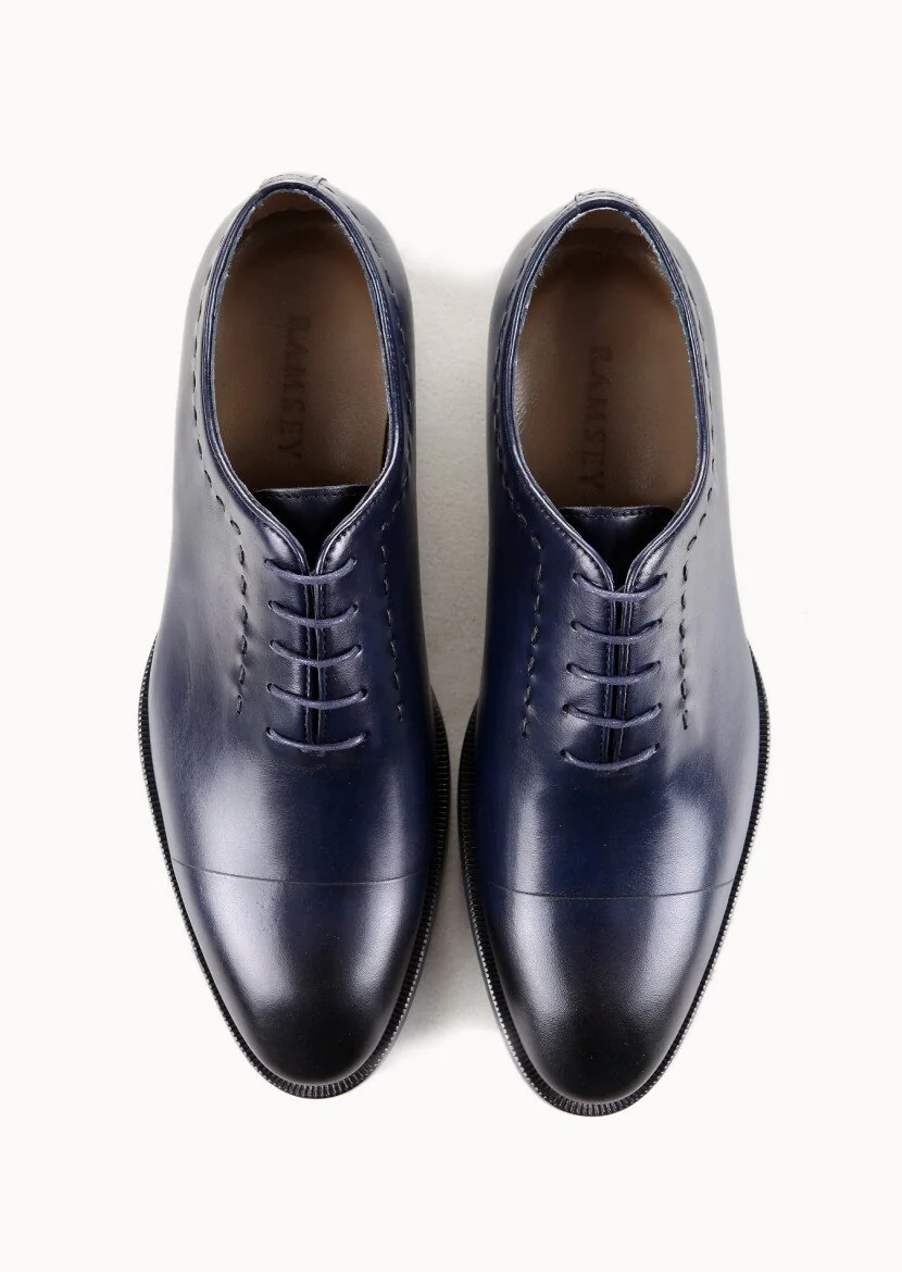 Navy Blue Leather Shoes - 5
