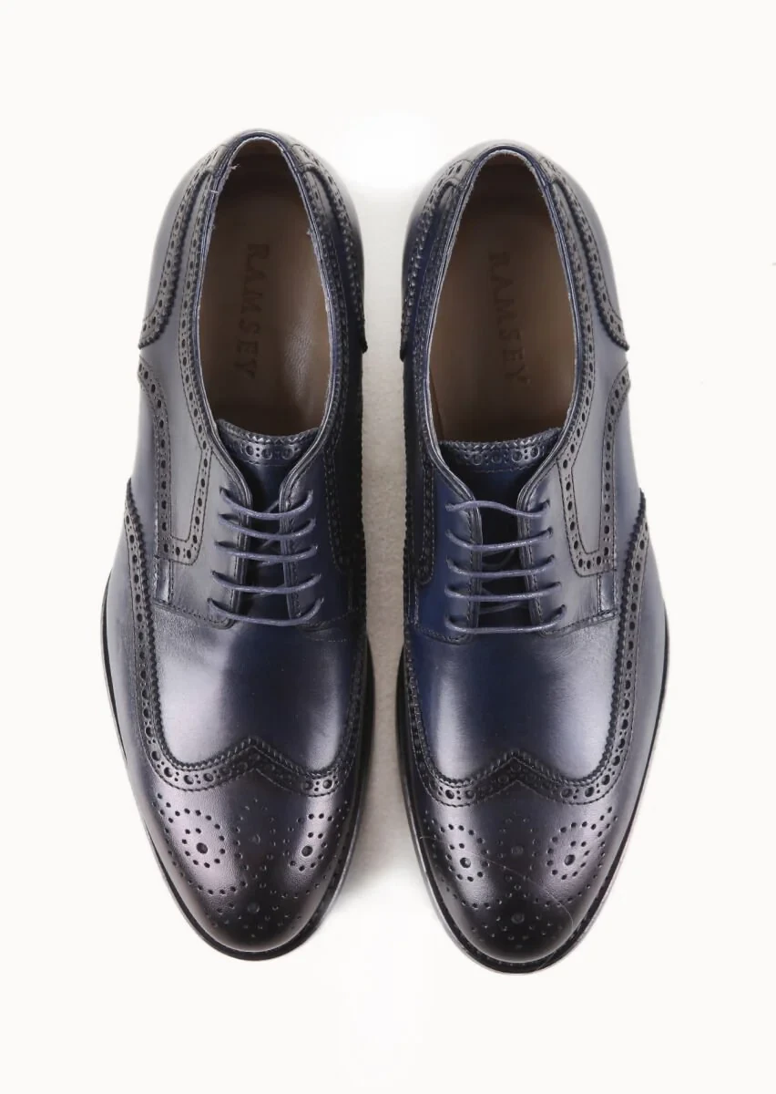 Navy Blue Leather Shoes - 5