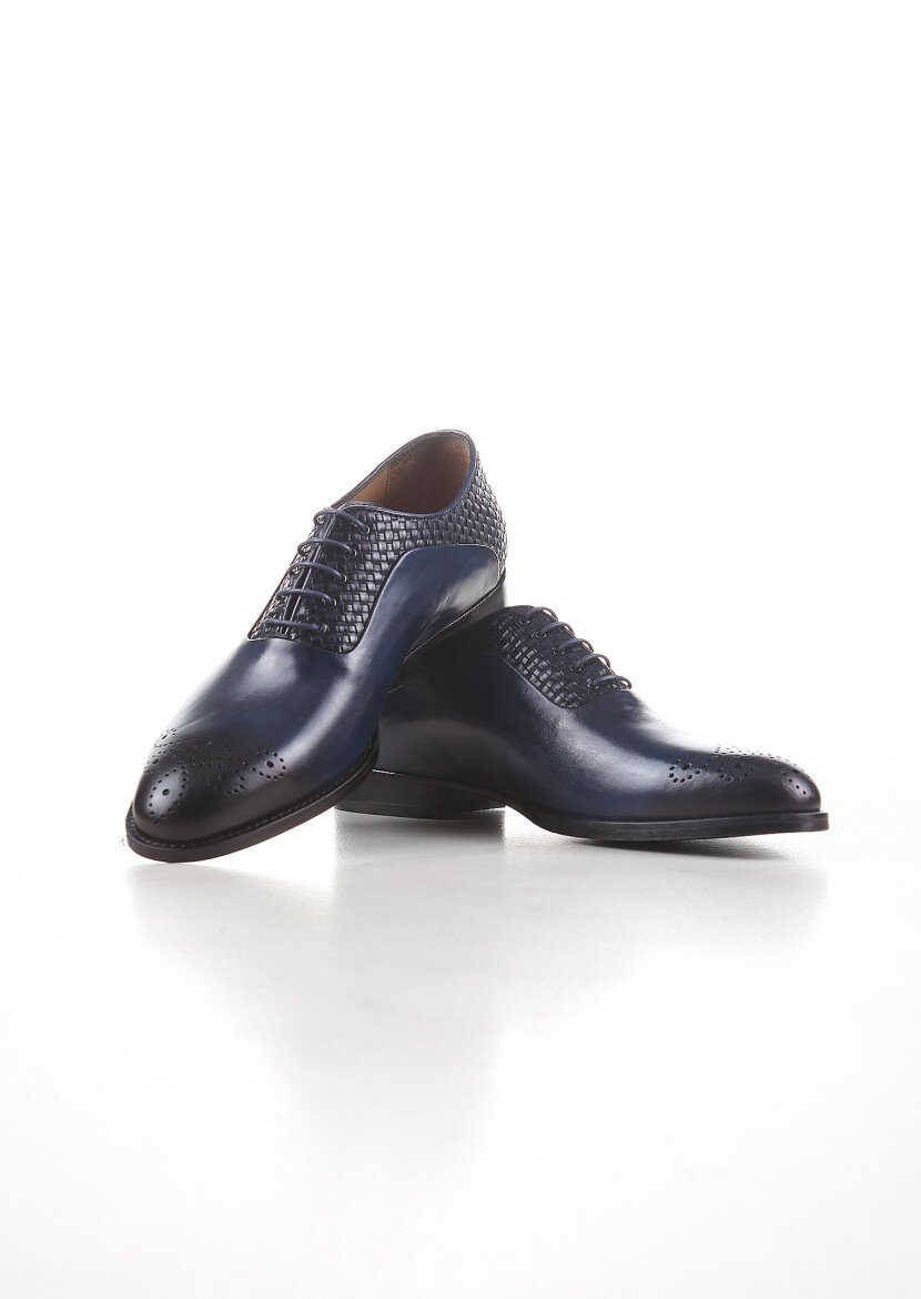 Navy Blue Leather Shoes - 2