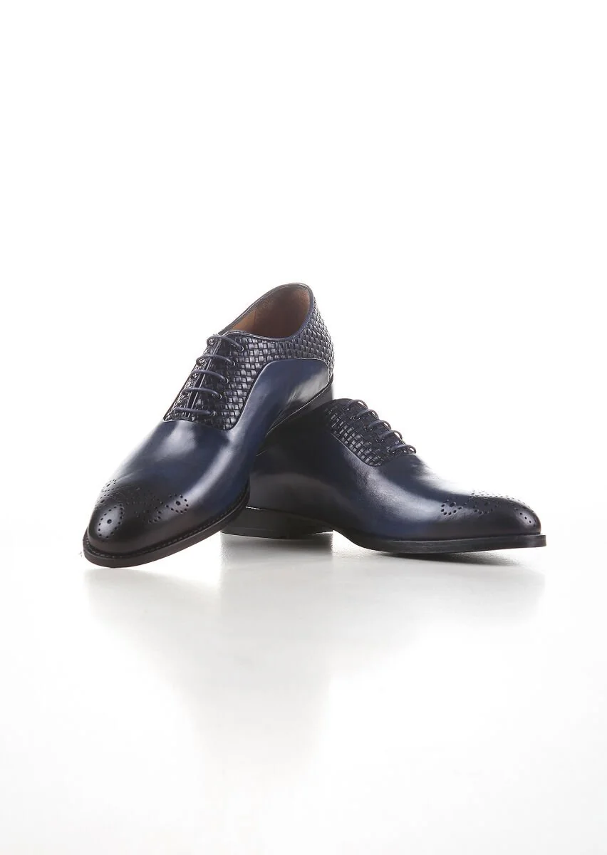 Navy Blue Leather Shoes - 2