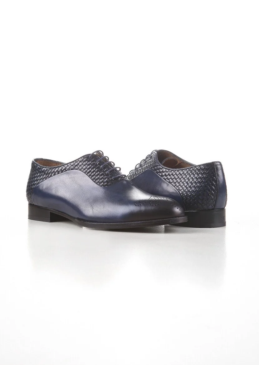 Navy Blue Leather Shoes - 3