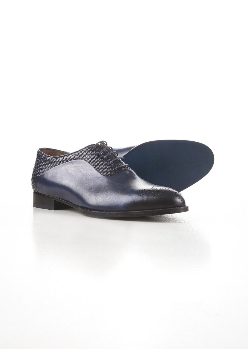 Navy Blue Leather Shoes - 4