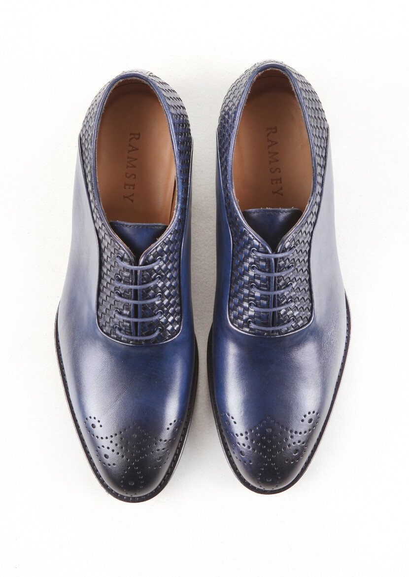 Navy Blue Leather Shoes - 5