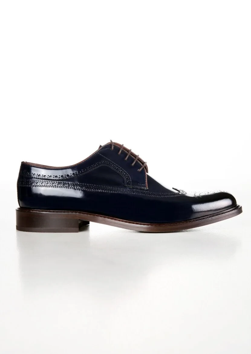 Navy Blue Leather Shoes - 1