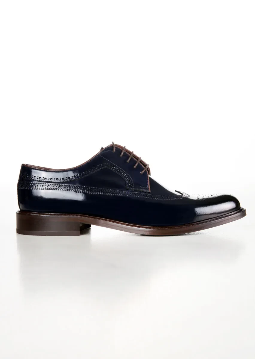 Navy Blue Leather Shoes - 1
