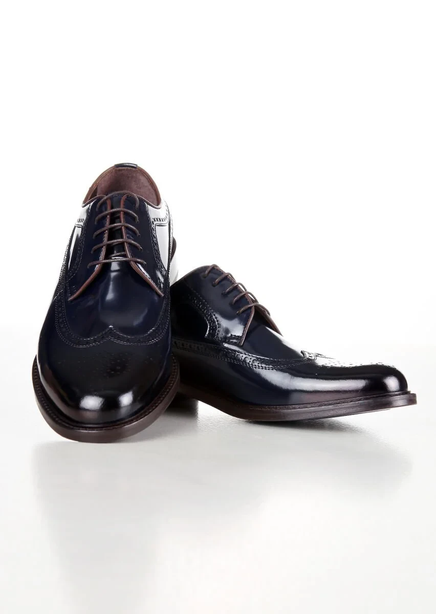 Navy Blue Leather Shoes - 2