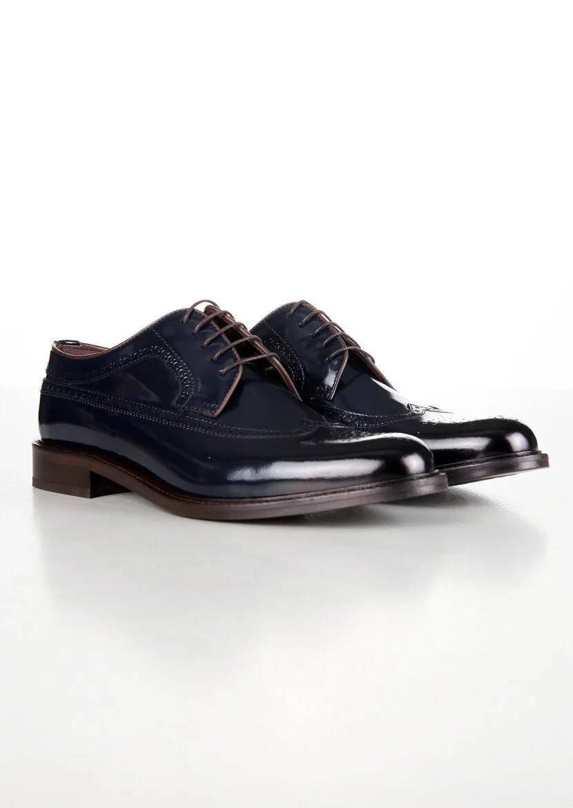 Navy Blue Leather Shoes - 3