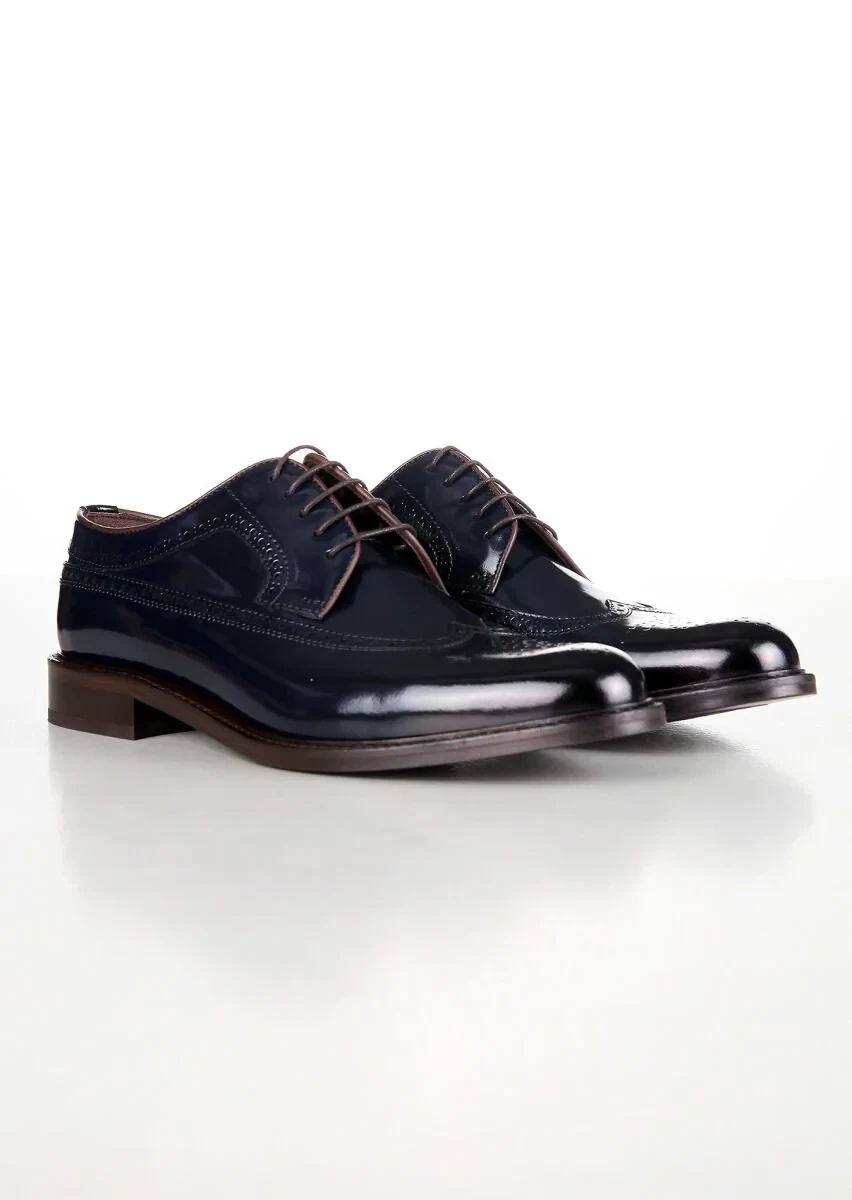Navy Blue Leather Shoes - 3