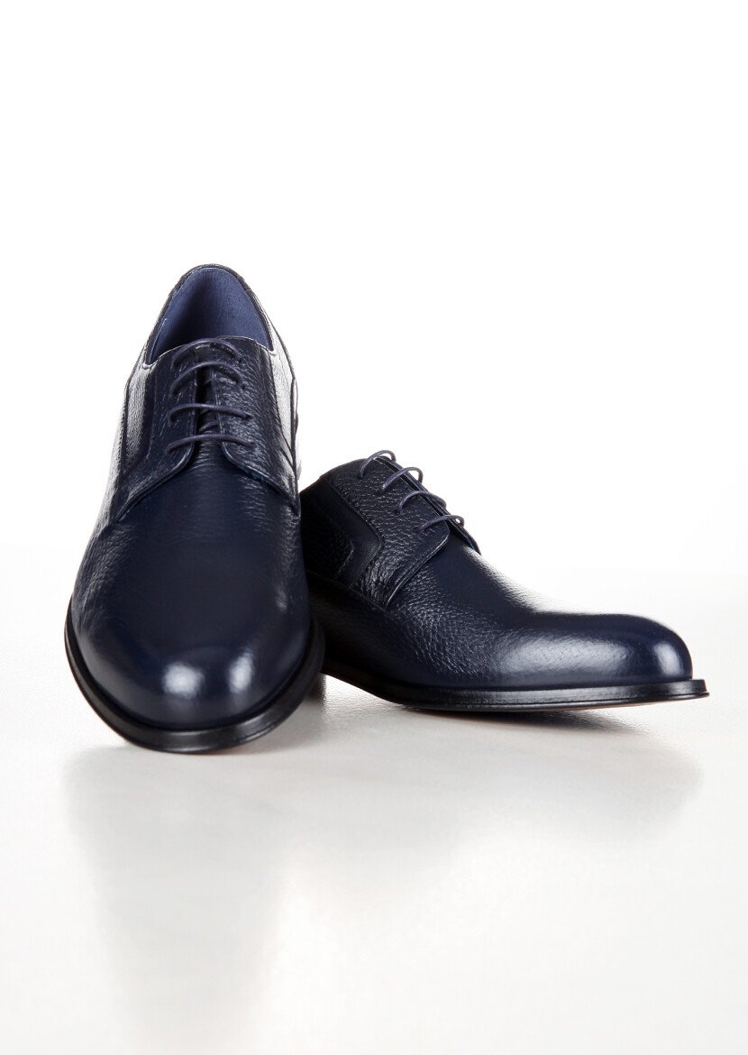 Navy Blue Leather Shoes 